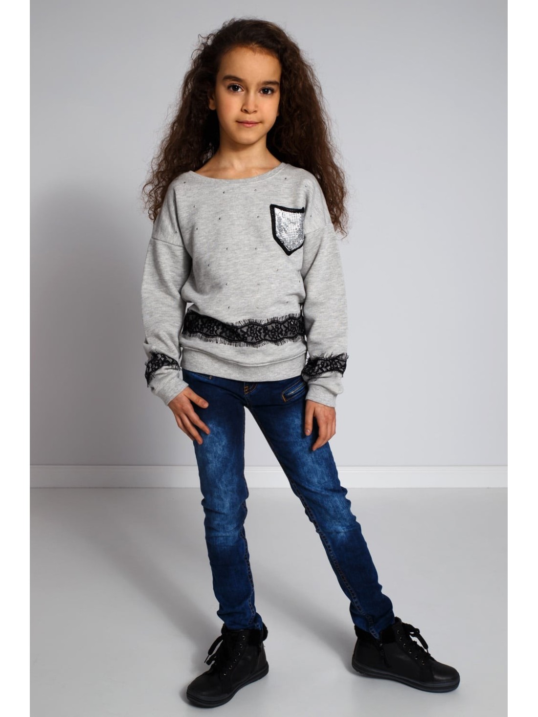 Children\'s denim pants with zippers NDZ202 - Online store - Boutique